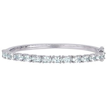 Stella Grace Sterling Silver Aquamarine Bangle Bracelet