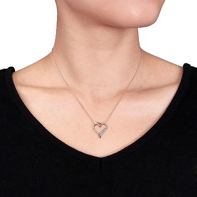 Stella Grace 18k Rose Gold Over Silver Lab Created White Sapphire Heart Pendant Necklace