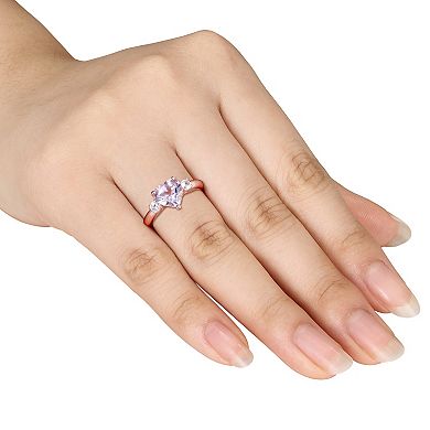Stella Grace 18k Rose Gold Over Silver Rose de France Amethyst & Lab Created White Sapphire Heart Ring