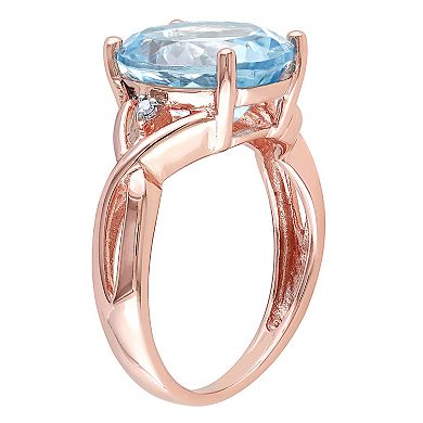 Stella Grace 18k Rose Gold Over Silver Sky Blue Topaz & Diamond Accent Cocktail Ring