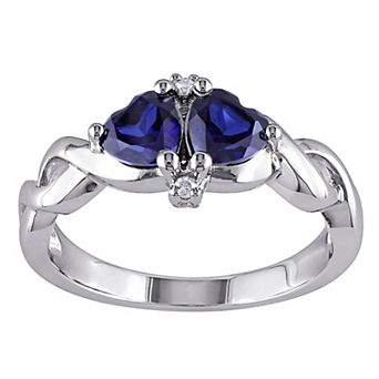 Stella Grace Sterling Silver Lab Created Blue Sapphire & Diamond Accent Heart Infinity Ring