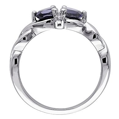 Stella Grace Sterling Silver Lab Created Blue Sapphire & Diamond Accent Heart Infinity Ring