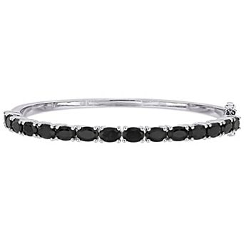 Stella Grace Sterling Silver Black Sapphire Bangle Bracelet
