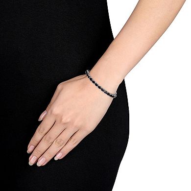 Stella Grace Sterling Silver Black Sapphire Bangle Bracelet