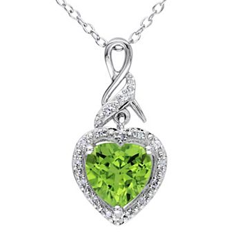 Stella Grace Sterling Silver Peridot & Diamond Accent Heart Twist Pendant Necklace