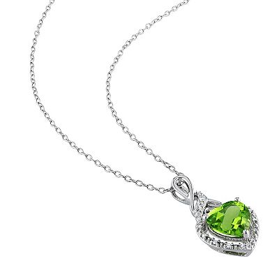 Stella Grace Sterling Silver Peridot & Diamond Accent Heart Twist Pendant Necklace