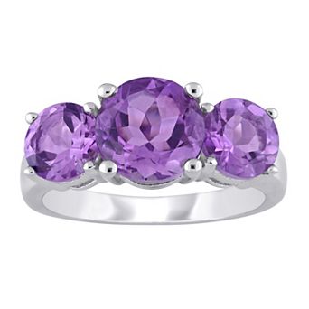 Stella Grace Sterling Silver Amethyst 3-Stone Ring
