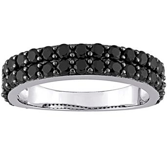 Stella Grace Sterling Silver Black Spinel Double Row Ring