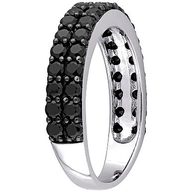 Stella Grace Sterling Silver Black Spinel Double Row Ring