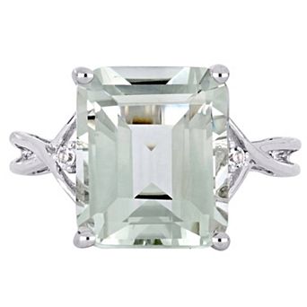 Stella Grace Sterling Silver Green Quartz & White Topaz Twist Ring