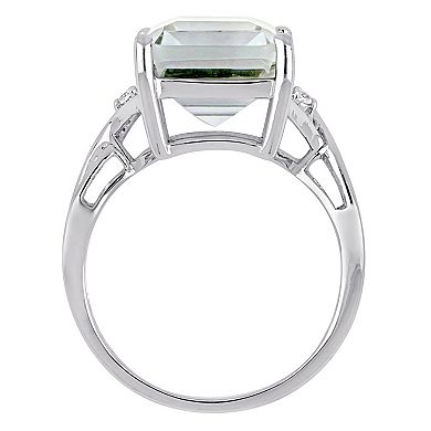 Stella Grace Sterling Silver Green Quartz & White Topaz Twist Ring