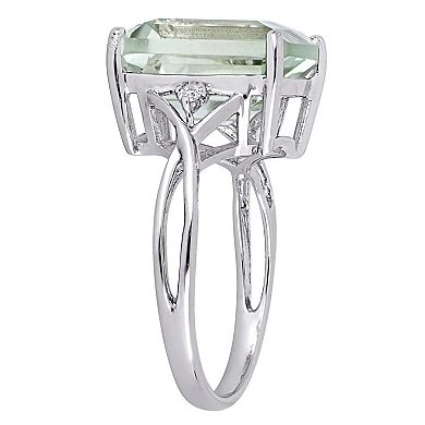 Stella Grace Sterling Silver Green Quartz & White Topaz Twist Ring