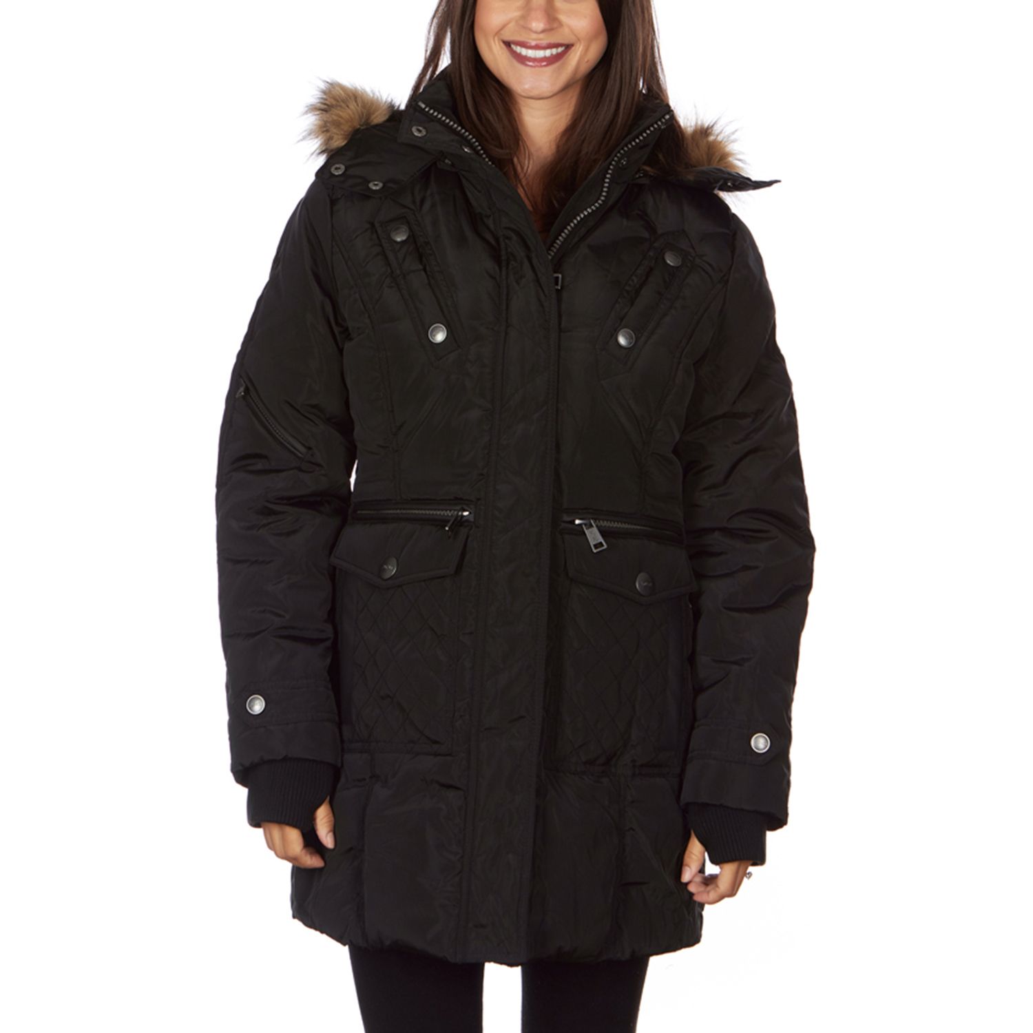 plus size puffer jacket with fur hood