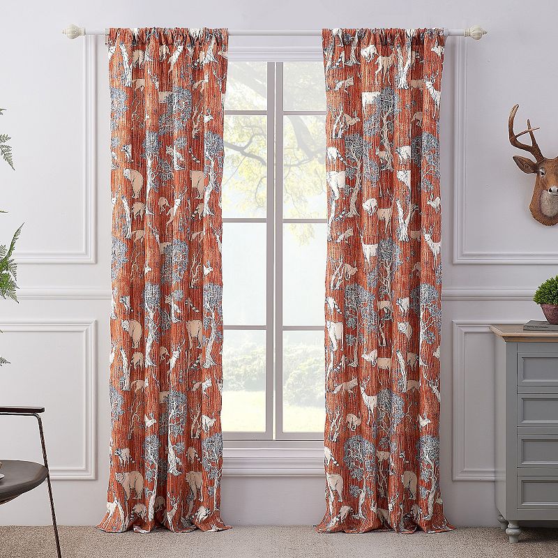 Barefoot Bungalow 2-pack Menagerie Window Curtain Set, Brown