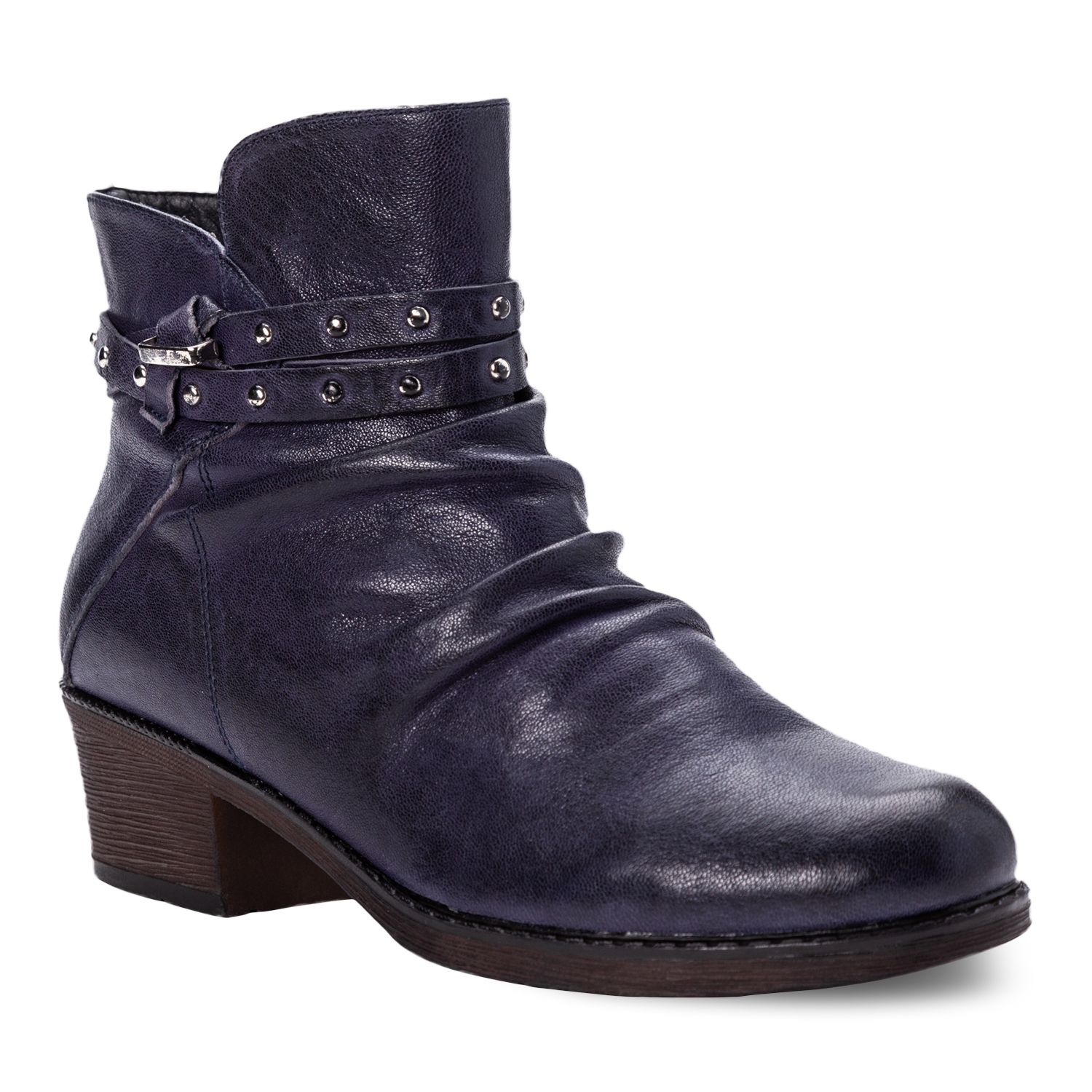 Propet Roxie Women's Leather Ankle Boots - Navy (6)