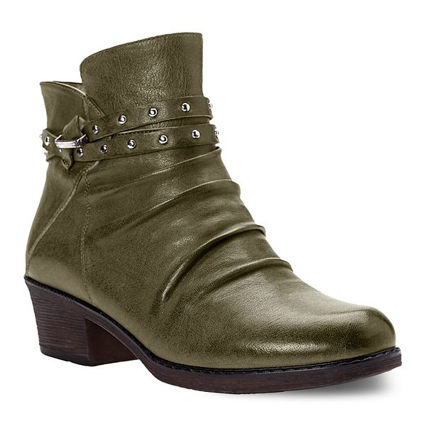 Propet Roxie Women's Leather Ankle Boots - Olive (7 N)