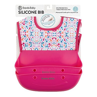 Bazzle Baby Silicone 2 Pack Geometric Stripes Bib