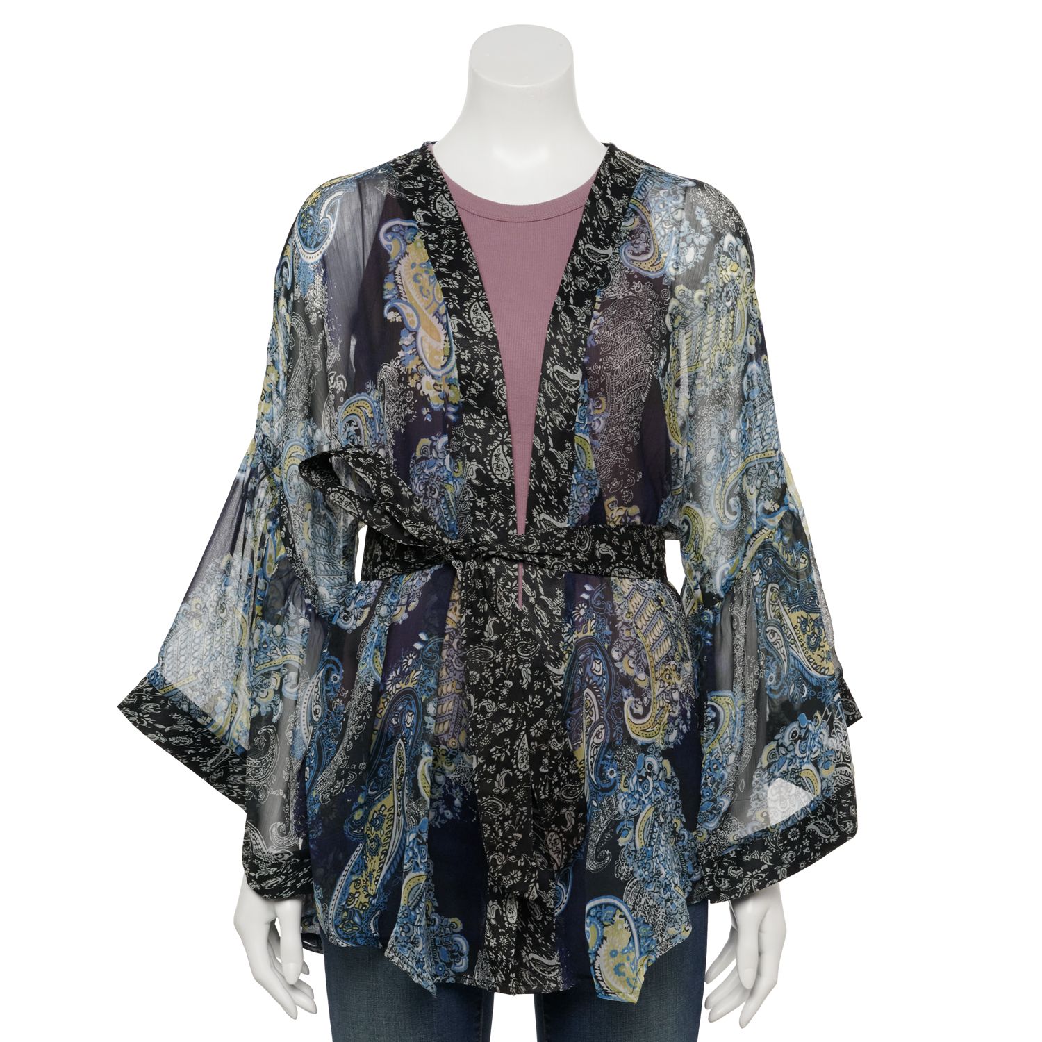 womens sheer kimono tops