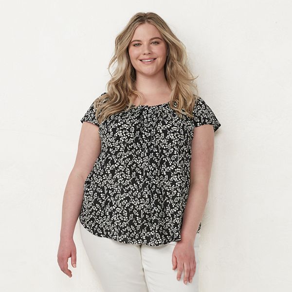 Plus Size LC Lauren Conrad Pleat Neck Top