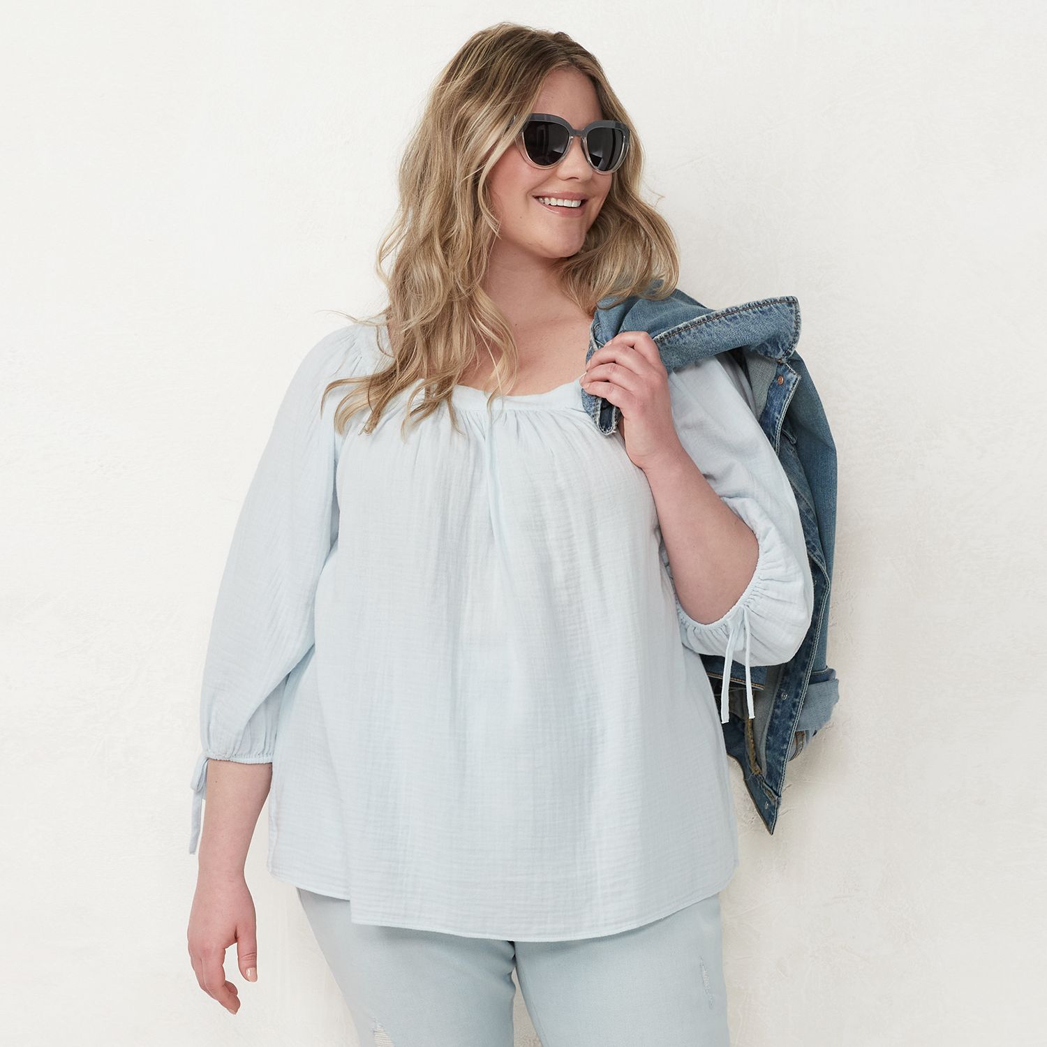 jcpenney plus size peasant tops