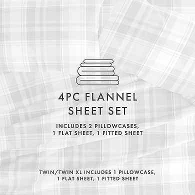 Home Collection Premium Plaid Flannel Bed Sheet Set with Pillowcases