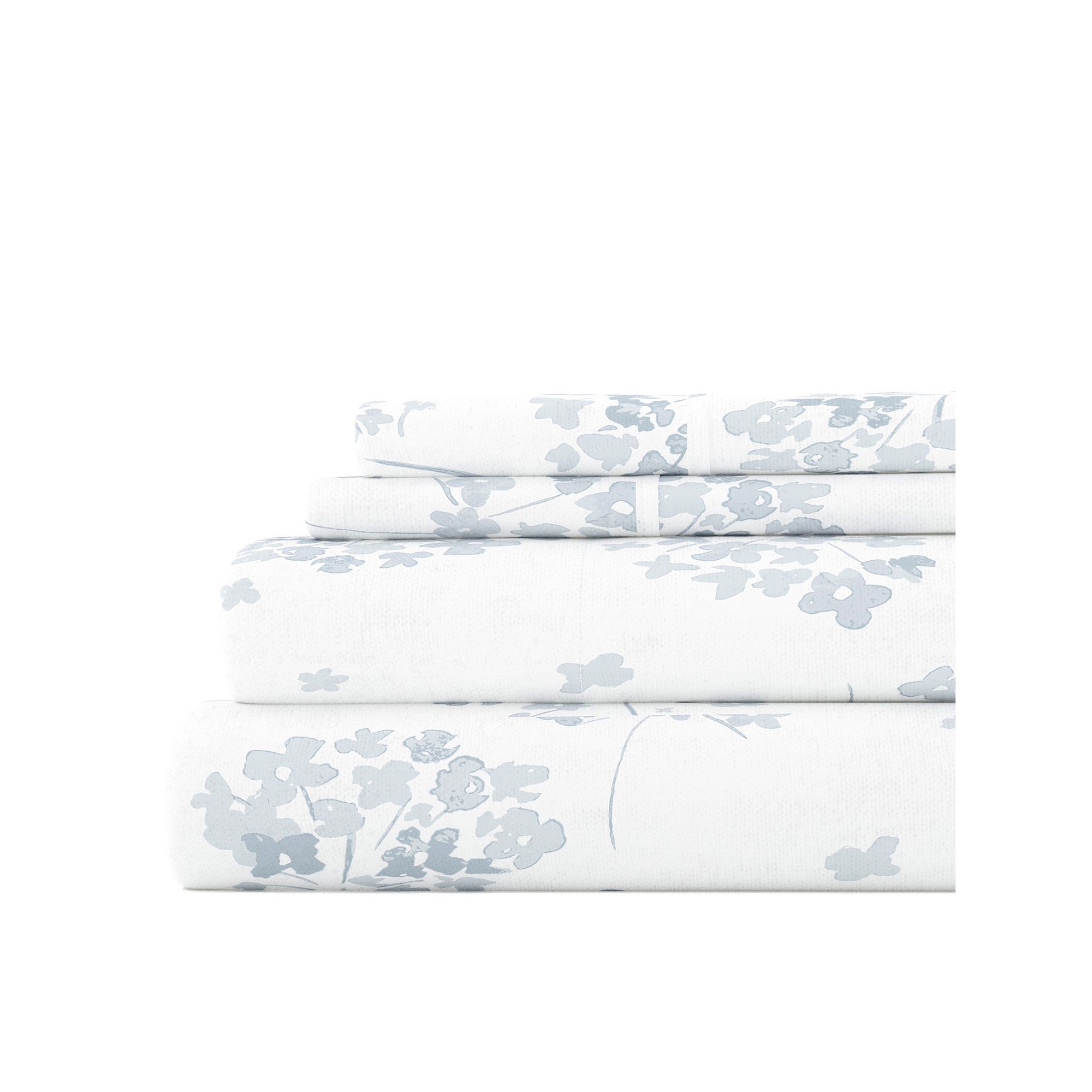Home Collection Premium Flannel Sheet Set, Blue Floral