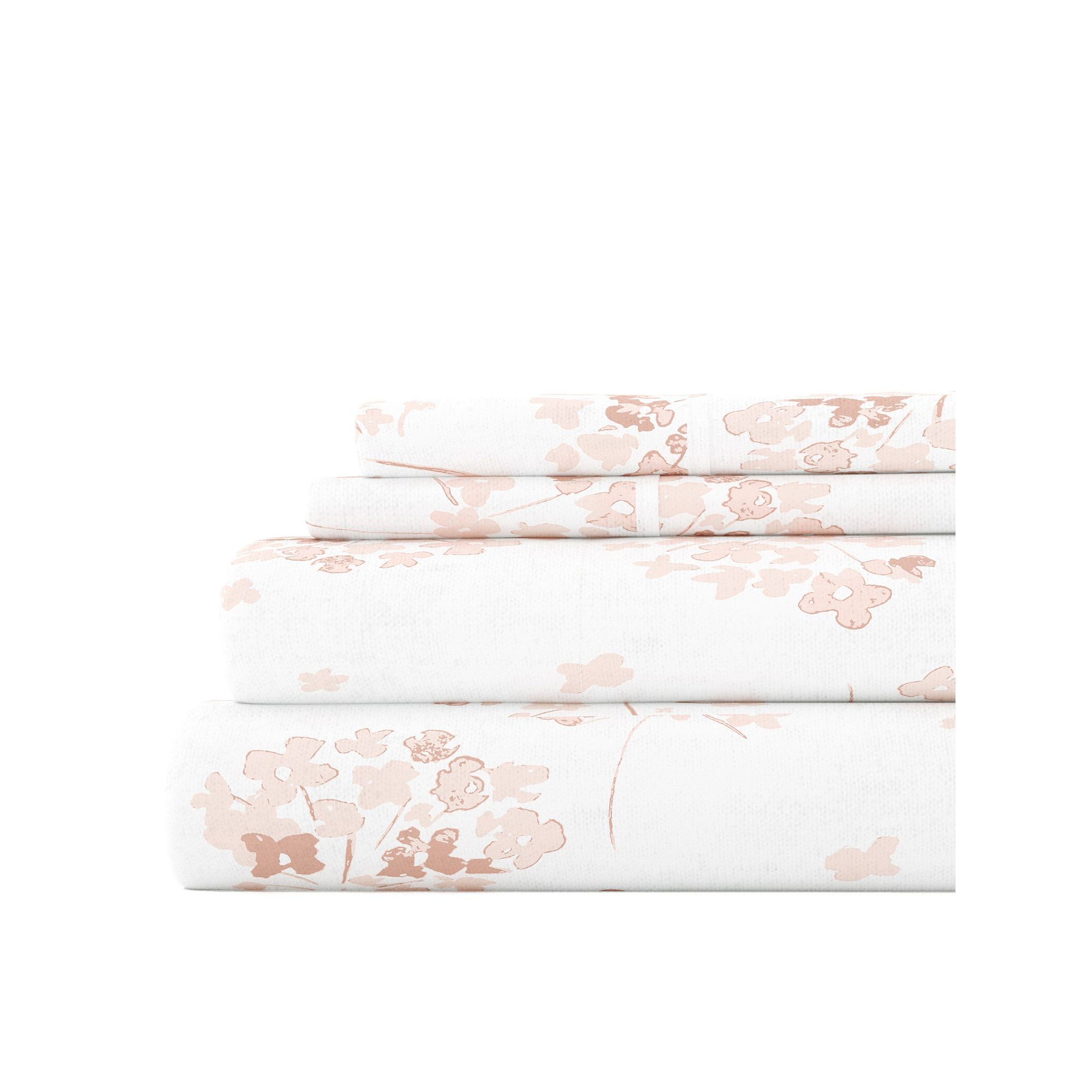 Home Collection Premium Flannel Sheet Set, Pink Floral