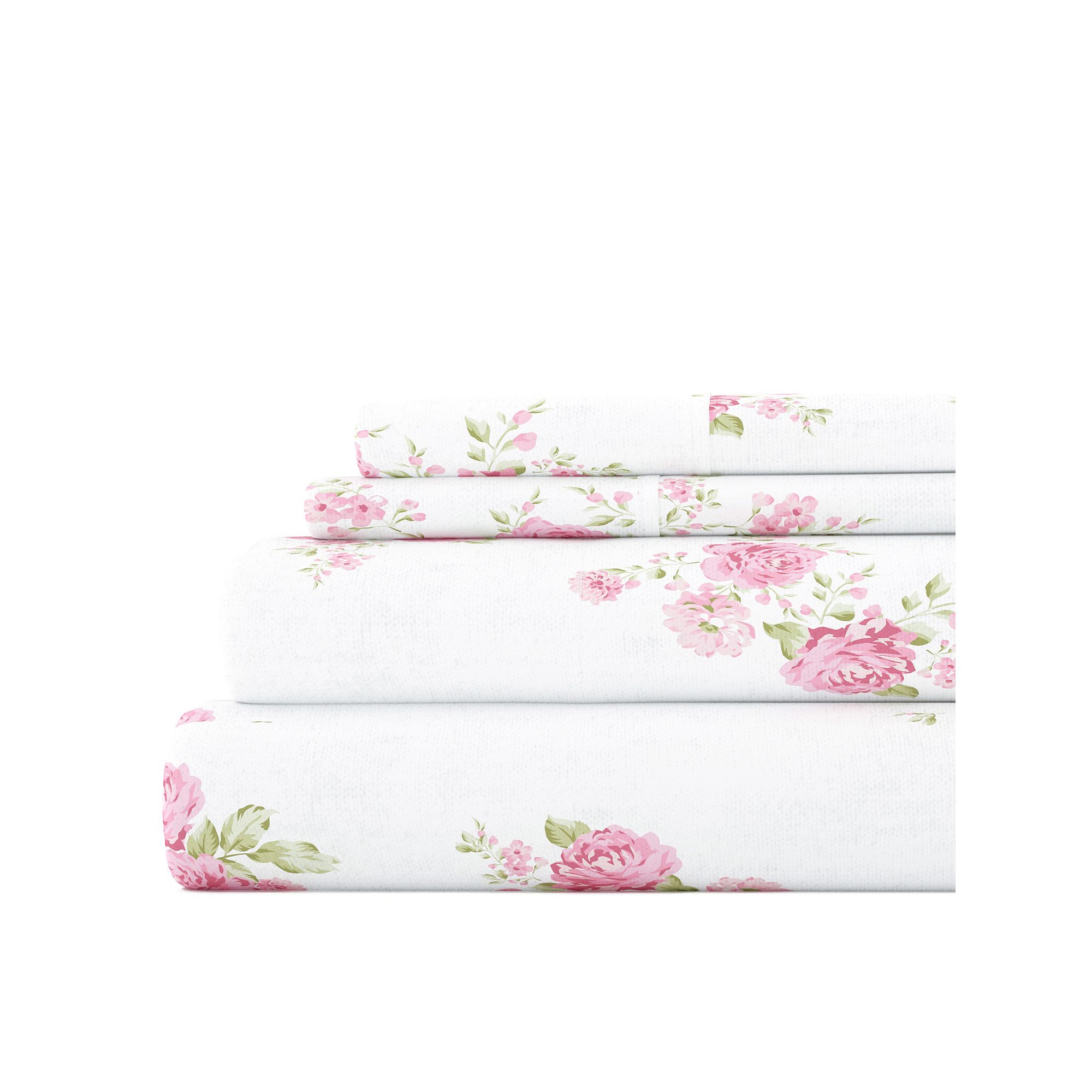 Home Collection Premium Flannel Sheet Set, Pink Rose