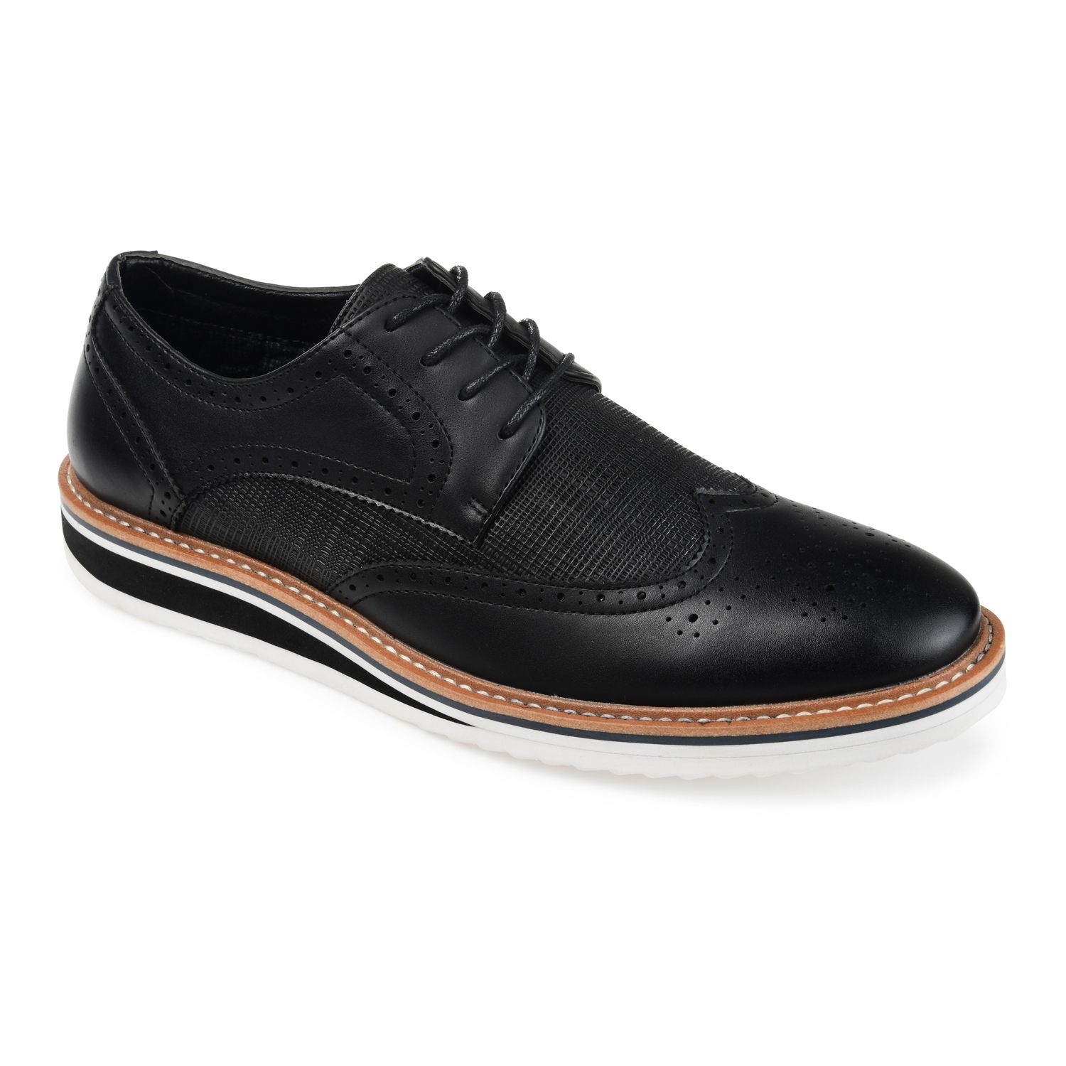 Мужские туфли VANCE Warrick Wingtip Derby, цвет: Чёрный — фото 1