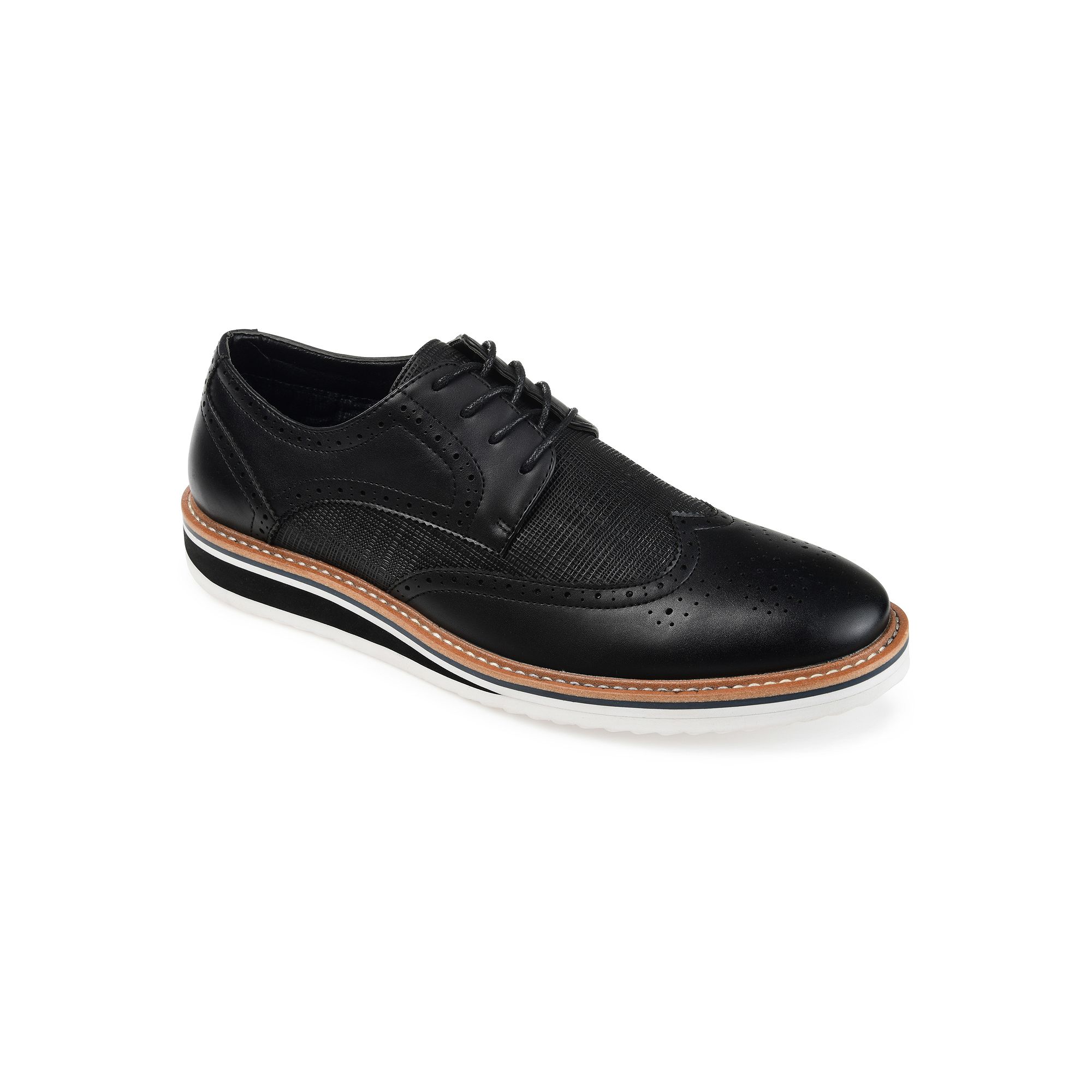 VANCE Warrick Mens Wingtip Derby Shoes, Size: 8, Black