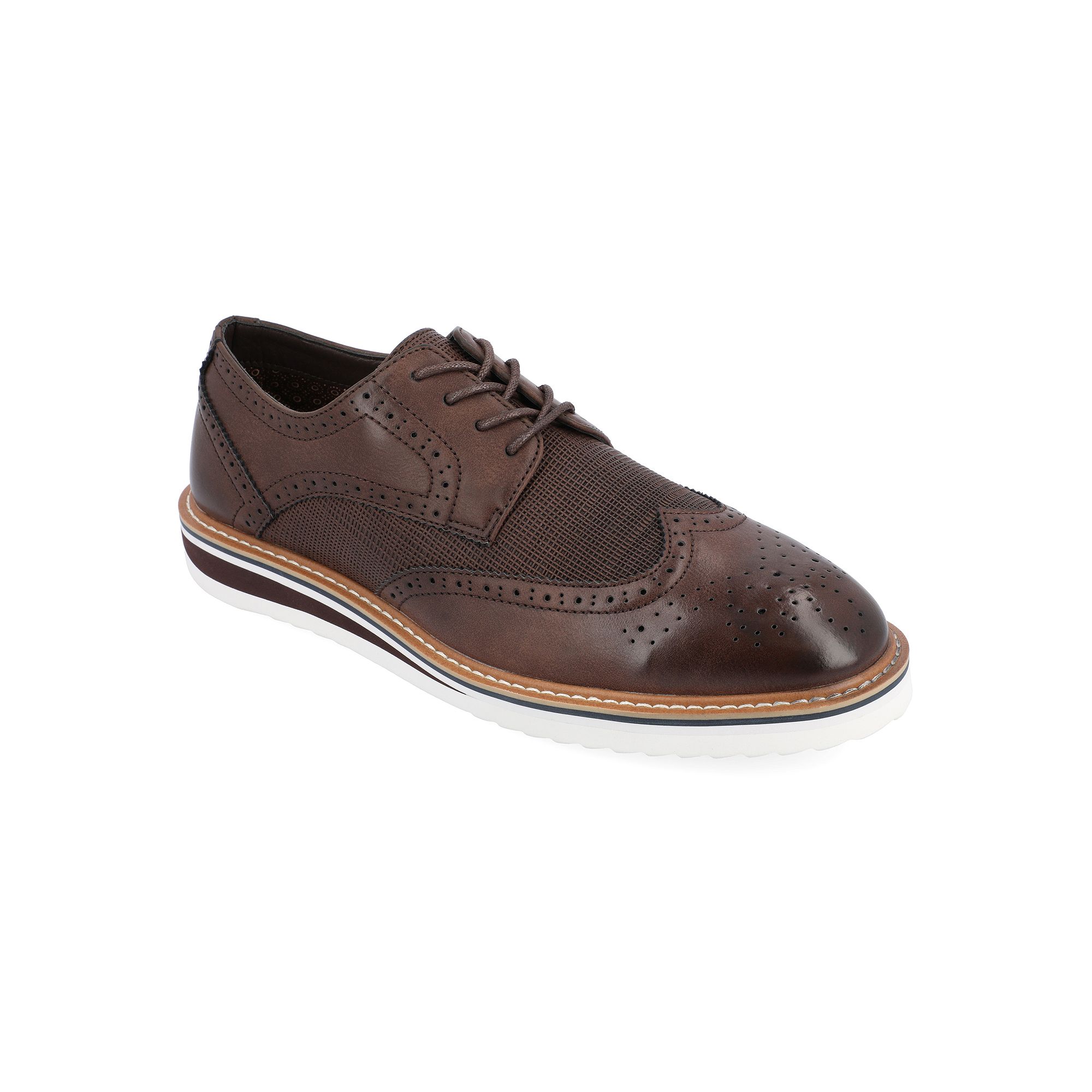 VANCE Warrick Mens Wingtip Derby Shoes, Size: 10 Wide, Brown