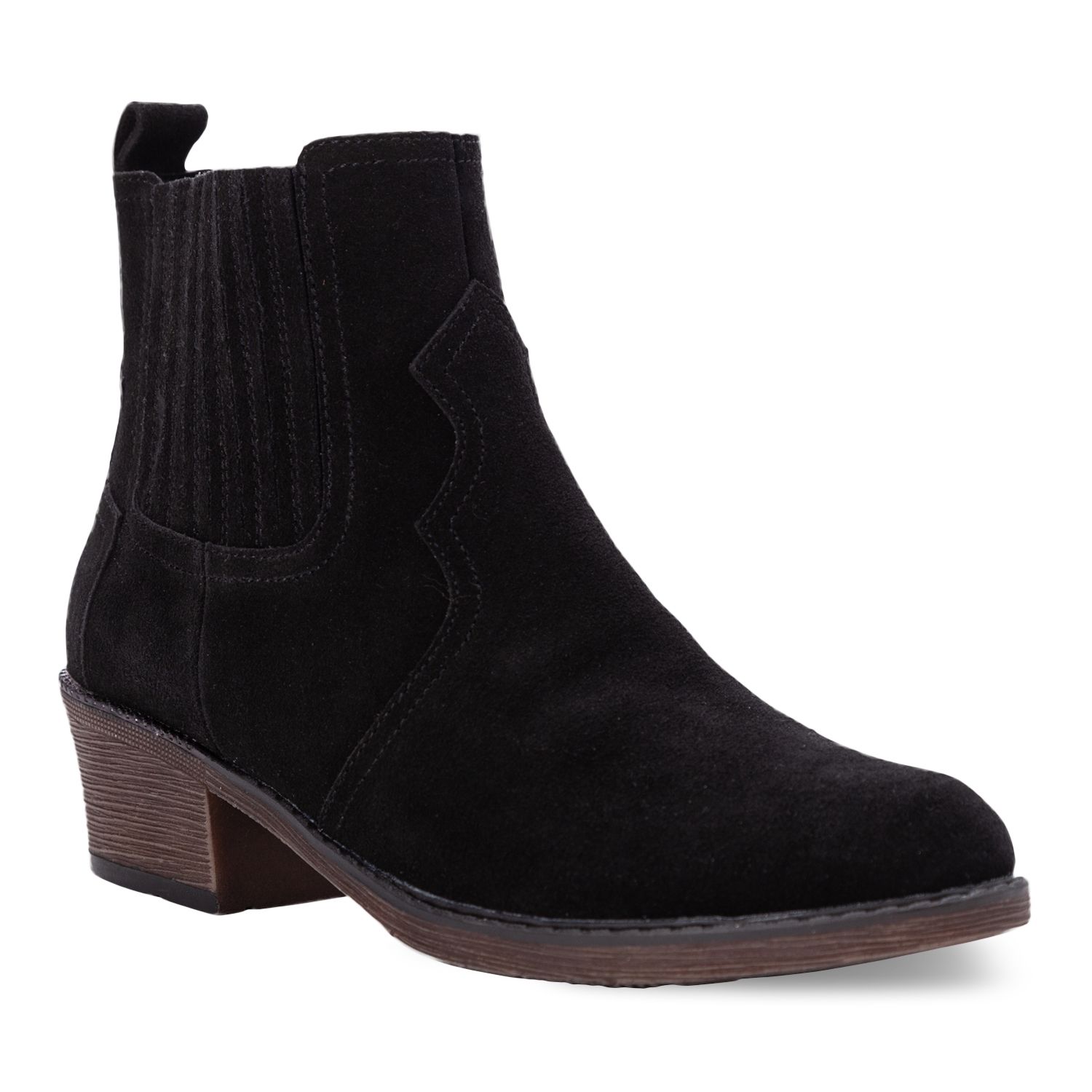Propet Reese Women's Suede Ankle Boots - Black (7 N)
