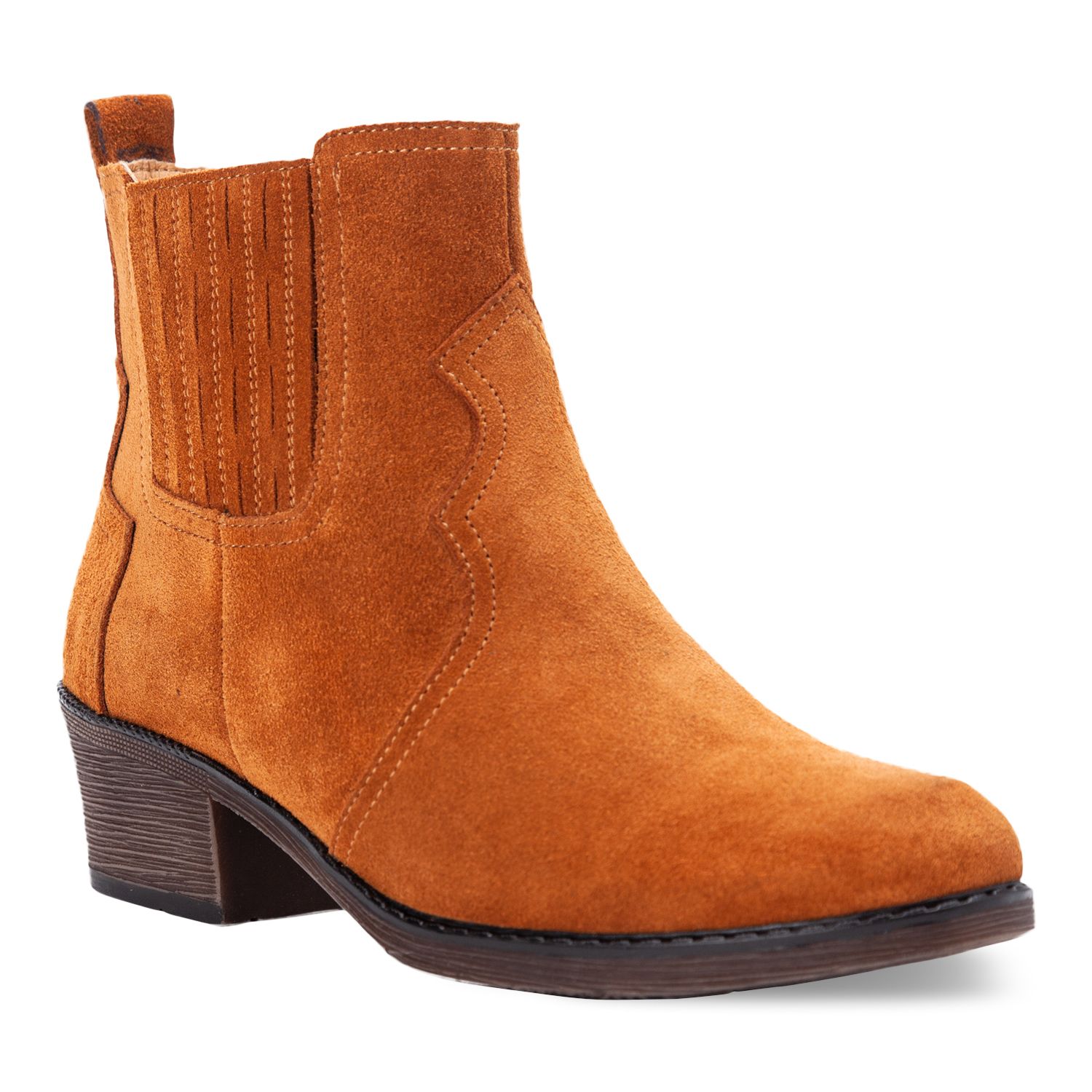 Propet Reese Women's Suede Ankle Boots - Copper (6.5 WIDE)