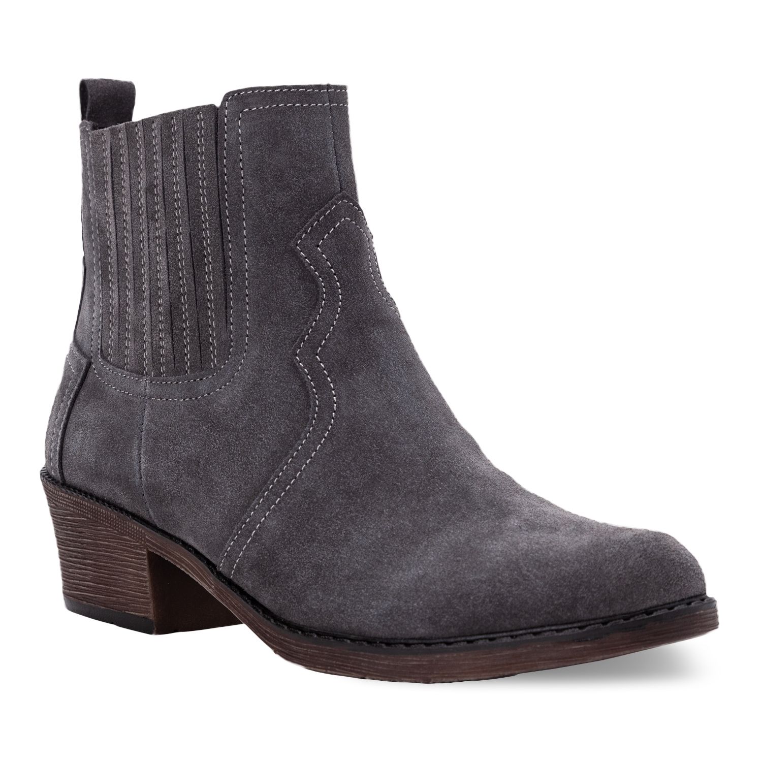 Propet Reese Women's Suede Ankle Boots - Dark Gray (8 N)