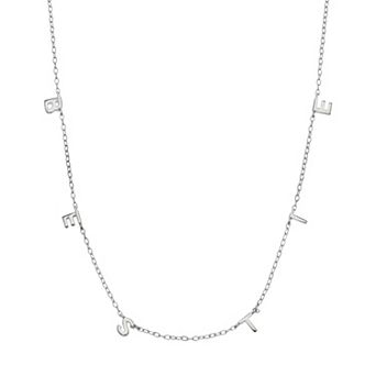 PRIMROSE Sterling Silver "BESTIE" Pendant Stations Chain Necklace