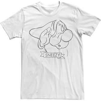 Disney's Snow White Sneezy Line Art Big Face Men's Tee