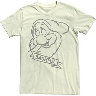 Disney's Snow White Bashful Line Art Big Face Men's Tee