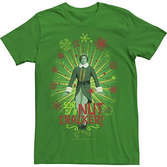 Men's Elf Buddy Son Of A Nutcracker Fireworks Text Poster Tee