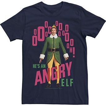 Men's Elf He's An Angry Elf Text Portrait Tee