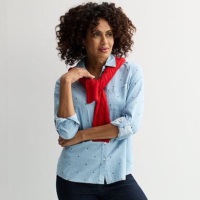 Women's Croft & Barrow Essential One Pocket Button Down Shirt