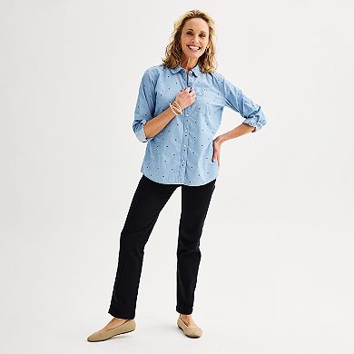 Women's Croft & Barrow Essential One Pocket Button Down Shirt