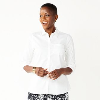 Women's Croft & Barrow® Essential One Pocket Button Down Shirt