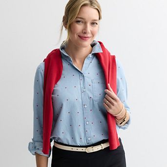 Women's Croft & Barrow® Essential One Pocket Button Down Shirt