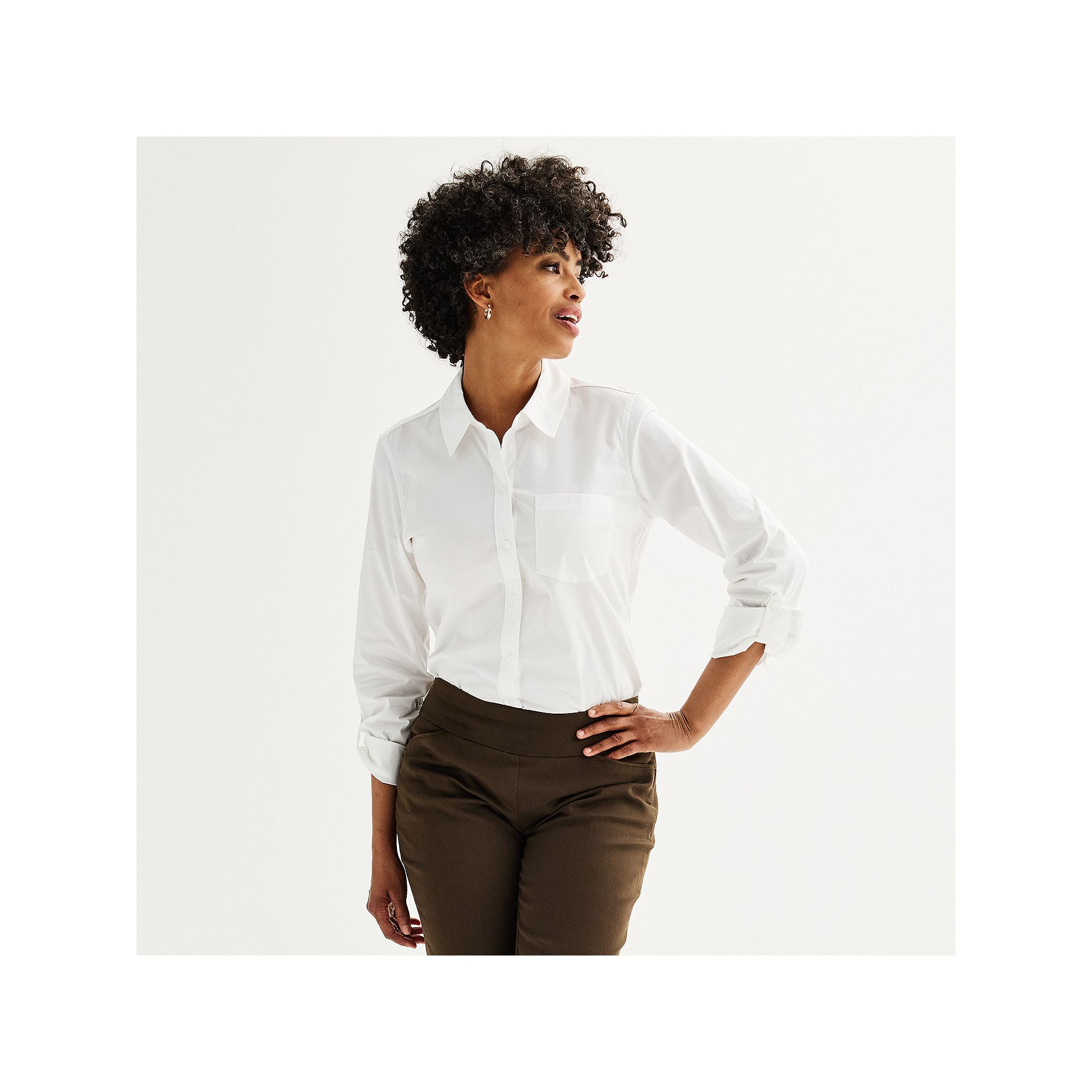 Womens Croft & Barrow® Essential One Pocket Button Down Shirt, Size: XXL,