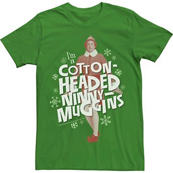 Men's Elf Buddy Cotton Headed Ninny Muggins Snowflake Poster Tee