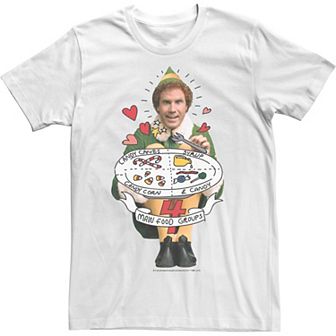 Men's Elf Buddy Four Main Food Groups Doodle Art Tee
