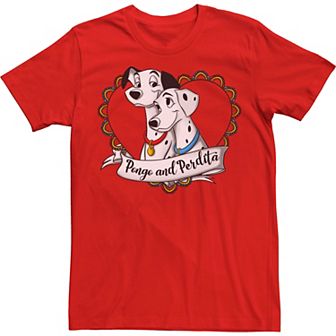 Disney's 101 Dalmatians Men's Pongo And Perdita Gradient Heart Tee