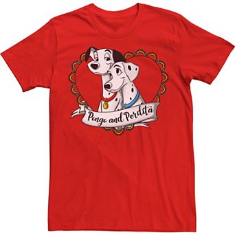 Disney's 101 Dalmatians Men's Pongo And Perdita Gradient Heart Tee