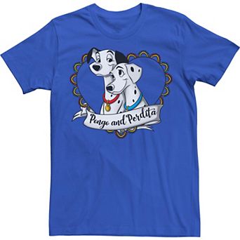 Disney's 101 Dalmatians Men's Pongo And Perdita Gradient Heart Tee