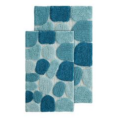 2pc Whitney Ombre Reversible Bath Rug Set Dark Blue - Chesapeake